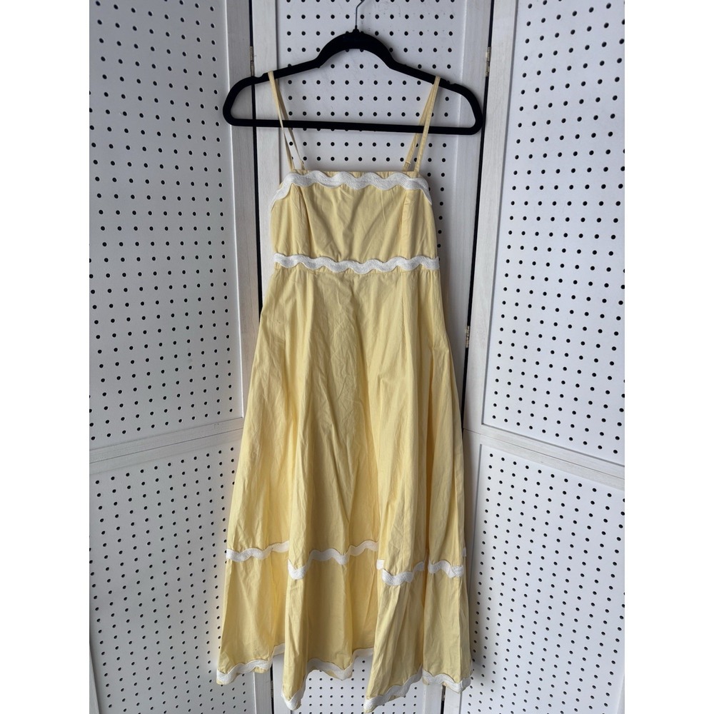 Sim & Sam‎ Sleeveless A Line Midi Dress Yellow Summer Romantic Women's Small